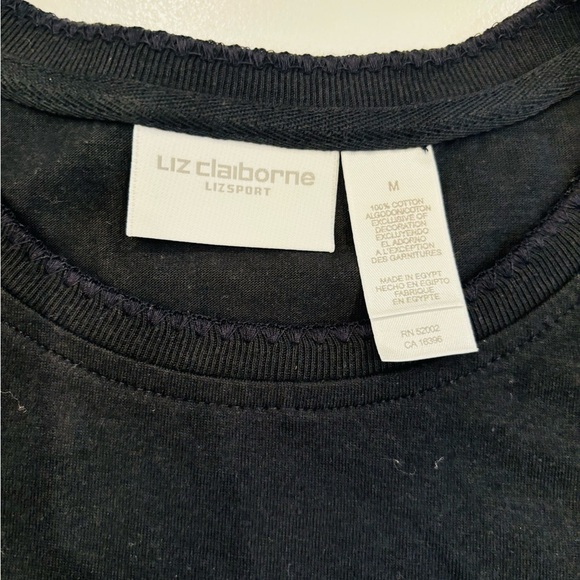 Liz Claiborne  Liz Sport Black Cotton Tee size Medium Mint Condition - Picture 5 of 6